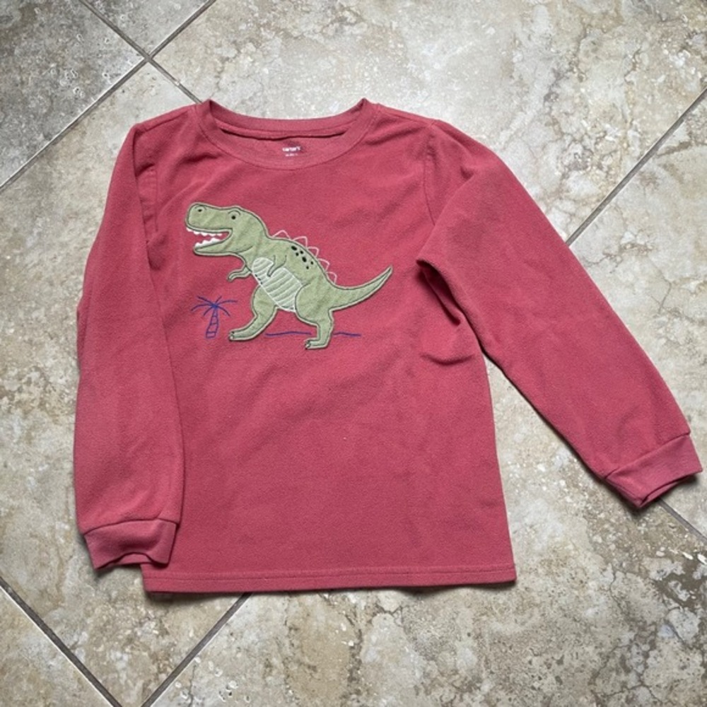 Carters Boys Fleece Pullover Shirt Size 8 Dinosaur Graphic Long‎ Sleeve Top